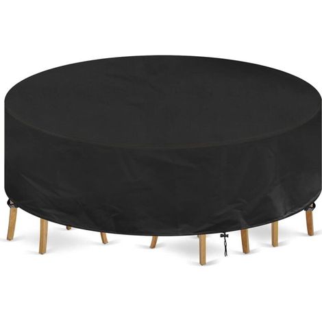Housse Table de Jardin Ronde Housse Protection Table Jardin Imperméable Anti-UV 420D Oxford Tissu Extérieure Béche pour Meubles Jardin (é230x100cm) (1/5)