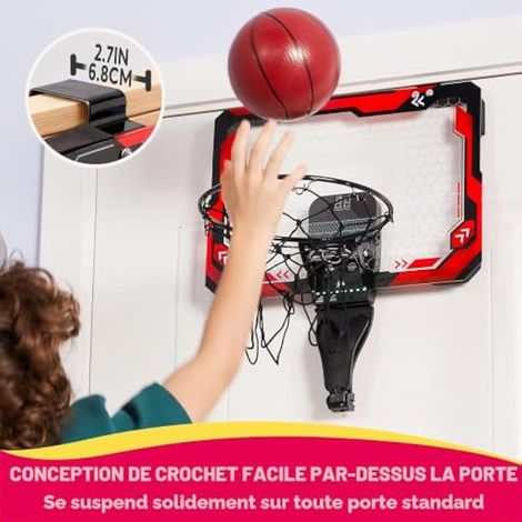 Panier de basket d'intérieur pour enfants, mini panier de basket avec 4 ballons, fixation murale pour chambre, jouet de basket pour garçons et filles à partir de 3 ans (1/4)