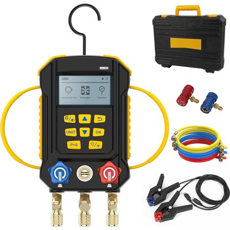 HVAC Manifold Digital Gauge Set with 3 Pants HVAC 95 Refrigerant Kit Pressure Leak Test Program Control System Various Units (1/5)
