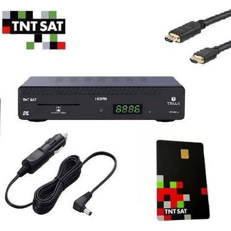 TERMINAL RÉCEPTEUR SATELLITE ASTRA TRIAX THR9910 TNTSAT+ HDMI+ CARTE TNTSAT+ CÂBLE 12V (PACK CAMPING CAR  SANS PRISE SECTEUR)