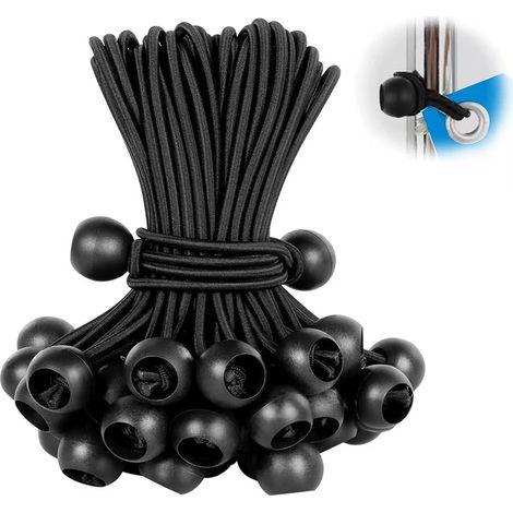 Lot 100 tendeurs boule 22 cm pour bâche tente auvent camping fixation élastique résistant UV durable