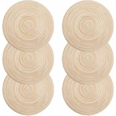 Lot de 6 sets de table ronds 35cm – Polypropylène et coton tressé – Résistants à la chaleur jusqu'à 70°C – Antidérapants et lavables (1/5)