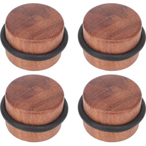 4PCS Butée de Porte Cylindrique Anti-Choc Silencieuse en Bois Massif avec Bague en Caoutchouc Noir pour Plancher (1/5)
