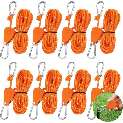 Set mit 8 Seilspannern mit Bremse, 4 m x 4 mm, reflektierendes Orange (1/5)