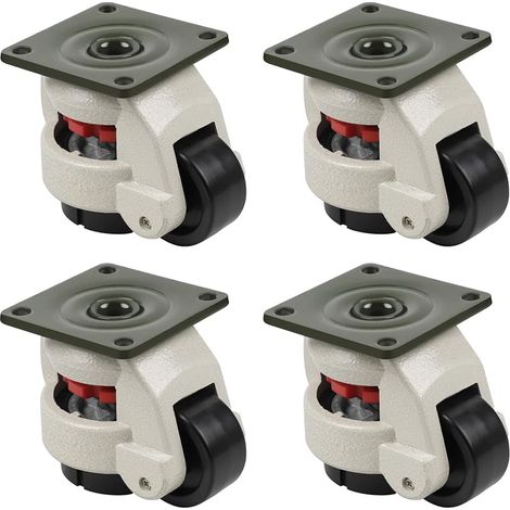 4X Roulettes de Nivellement Rétractable 500KG pour Établi, Roulette de Réglage de Niveau Réglables en Hauteur