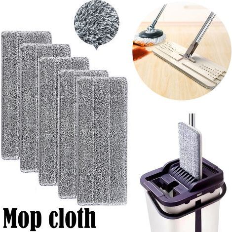 Set mit 5 Mikrofaser-Wischmoppköpfen, Ersatzreinigungsset für Fransenmopps, Wischmoppköpfe kompatibel mit Flachfransenmopps, Mikrofaser-Reinigungstuch, 33 x 12 mm (1/5)