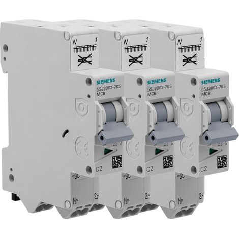 SIEMENS Lot de 3 disjoncteurs Auto P+N 2A