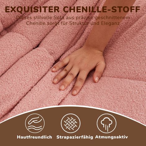 Sedia lounge senza braccioli in tessuto chenille con imbottitura in schiuma ad alta resilienza, design ergonomico e antiscivolo (1/5)