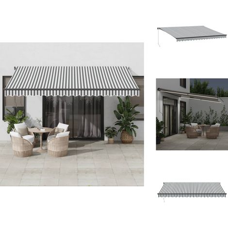 Auvent manuel rétractable avec LED anthracite blanc 450x350 cm - Auvent Retractable - Parasol - Abri Solaire - Protection Uv - Éclairage Led (1/5)