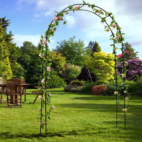 Rosenbogen Metall 240x140x37cm Rosenspalier Torbogen Rankbogen Rankhilfe Gartenbogen Rosenpavillon (1/5)