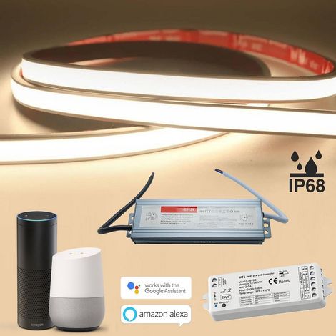 Trade Shop - SMART LED STRIP KIT IP68 COB NEON FLEX DIMMBAR 24V WIFI SPRACHSTEUEREINHEIT - (1/5)