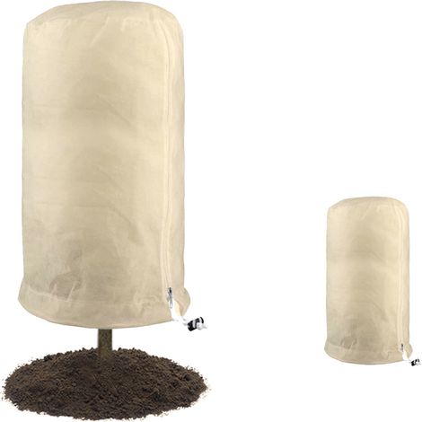 Funda protectora para plantas resistente al frío con cordón ajustable – Material de vellón transpirable – Varios tamaños (de 60 x 80 cm a 200 x 240 cm) – Beige – Protección contra heladas, lluvia, nie (1/5)