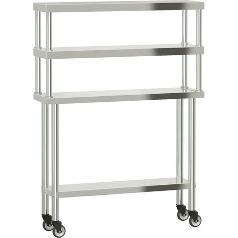 Tavolo da lavoro professionale da cucina con ripiano 110 x 30 x 150 cm acciaio inox 020045419