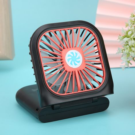 Ventilateur de cou, mini ventilateur USB pliable et portable, avec batterie externe intégrée, noir (1/5)