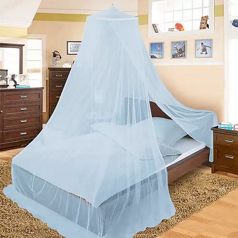 Ciel de lit Queen Size, style princesse, dôme rond, bleu, idéal pour pique-nique, cour, extérieur ou maison. (1/5)