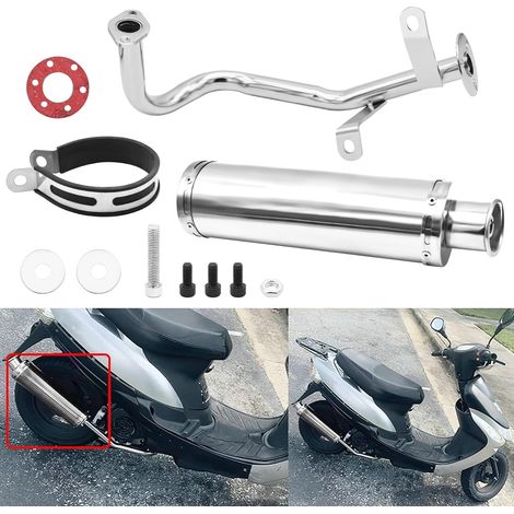 Silencieux d'échappement moto Scooter Performance tuyau d'échappement inoxydable Compatible avec GY6 50CC 80CC 100CC Tuyau d'échappement Inoxydable QMB139 1P39QMB Scooter 4 temps 50cc (1/5)