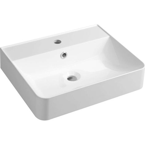 Sapho - Lavabo 50x40 cm, con troppopieno, foro per miscelatore, bianco KV050 (1/4)