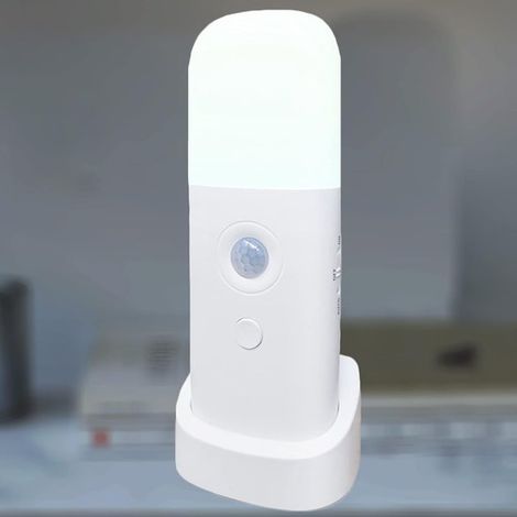 1 Stück LED-Nachtlicht mit Bewegungsmelder – USB-aufladbar, dimmbar – Bewegungsaktiviertes Nachtlicht für Wohnzimmer, Schlafzimmer und Flur – Weißes Licht (1/4)
