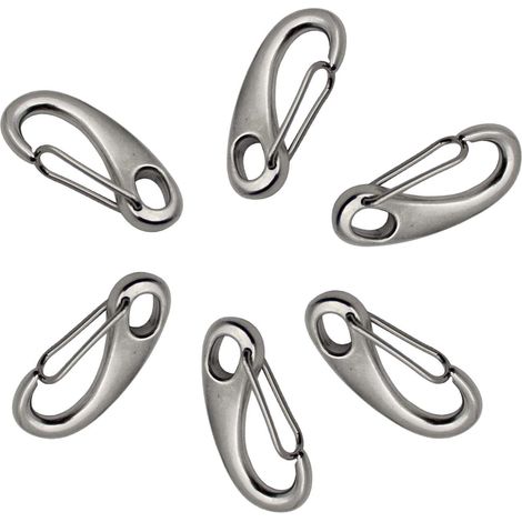 6 mousquetons 304 inox forme œuf 50mm, lot de 6, pour escalade camping randonnée extérieur, robustes et résistants, anneaux ovales acier inoxydable (1/5)
