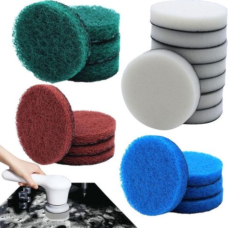 20 Pcs Tampon de Nettoyage Brosse de Nettoyage électrique Compatible Bosch Home/Garden 6033 Brosse Nettoyage Universelle (8 Pad Mousse, 4 Pad Cuisine, 4 Pad Abrasif, 4 Pad Microfibre) (1/5)