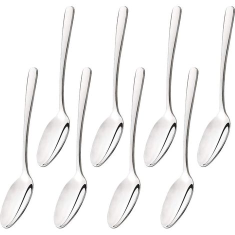 Ensemble de couverts ovales en acier inoxydable (fourchette et cuillère) avec louche à café plaquée titane, 8 pièces