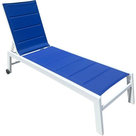 Tumbona BARBADOS en textileno azul estructura de aluminio blanco