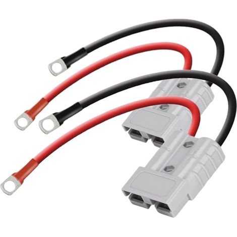 Confezione da 2 connettori per cavi batteria da 8 AWG 600V per cavi batteria Anderson-Plug - Connettori rapidi SB50 da 50A - Cavi batteria da 30 cm - Connettori rapidi impermeabili (1/5)
