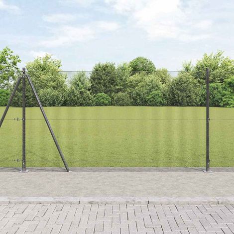 Zaunpfosten Grau 25 x 1,2 m (12 x 12 mm Masche) Stahl und PVC