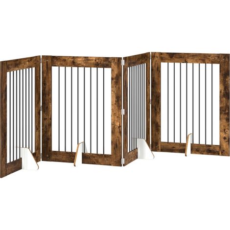 vidaXL Cancello per cani con supporti 4 pcs Rovere Fumo 80 x 100