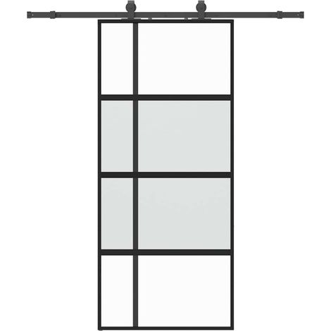 Maison Exclusive - Schiebetür mit Beschlag Schwarz 90x205 cm Hart