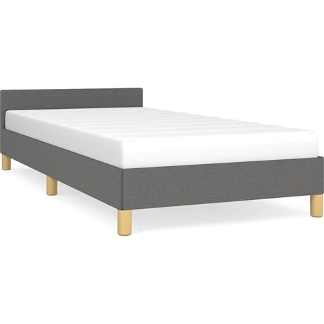 Lit adulte pour 1 personnes avec tête de lit, Structure de lit, Assemblage Facile, Gris foncé 80x200 cm Tissu OIB6972E (1/4)
