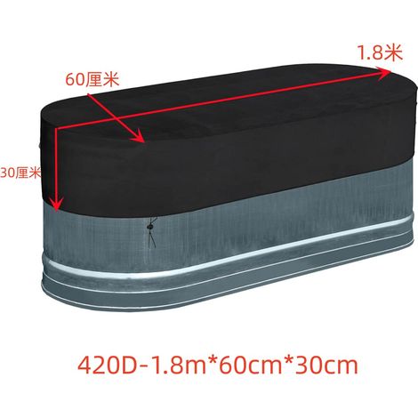 1 housse pour réservoir d'eau glacée, imperméable et indéchirable, en toile 600D, pour abreuvoir galvanisé 60 x 60 x 180 cm, hydrothérapie et bains de glace
