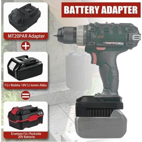 Adaptateur de batterie Makita 18V vers Parkside 20V – Compatible BL1860 BL1850 Li-Ion – Installation simple – Protection contre surdécharge – Abysse