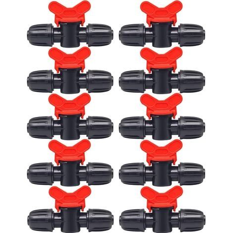 10 Pièces Vanne Commutation d'Irrigation, Irrigation Pipe Valve Switch, Robinet Jardin en Plastique PE, Robinet Barbelé Double Mâle, pour L'irrigation des Pelouses de Jardin, pour 16mm Tuyau (1/5)