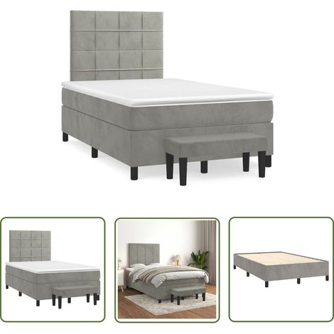 The Living Store Boxspringbett mit Matratze Hellgrau 120x190 cm Samt - Samtbett - Boxspringbett - Doppelbett - Bettauflage - Schlafsystem (1/5)