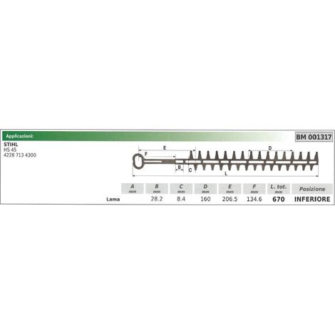 STIHL HS 45 lame inférieure 001317