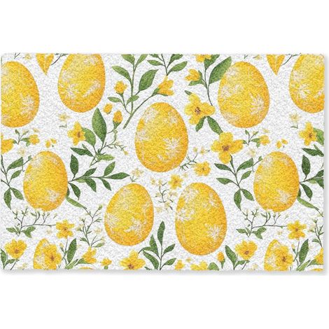 PAILLASSON Fleurs - Oeufs de Pâques - Jaune 60x40 cm (1/5)