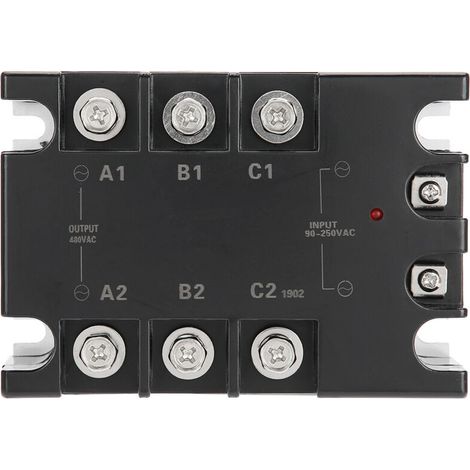 Relé trifásico de estado sólido CA-CA – Interfaz industrial para CNC y automatización, compatible con 400 V, montaje en carril DIN, 3 fases