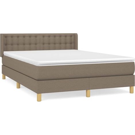 Sommier à lattes de lit avec matelas Taupe 140x190 Tissu (1/5)