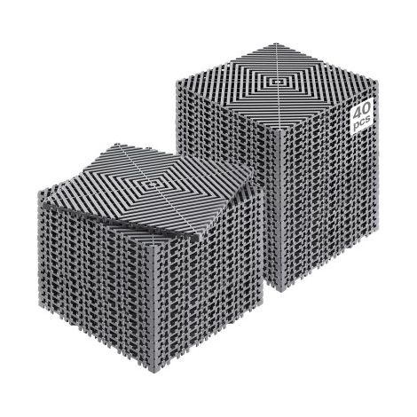ineinandergreifende Drainagematte Duschmatte 31 x 31 cm modulares ineinandergreifende Bodenmatten, 40 Stk. Spleiß-Drainagematten, rutschfeste Drainage-Bodenfliesen, für Garage Garten Grau (1/5)