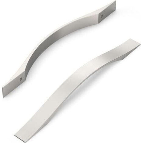 Set di 10 maniglie per mobili, finitura nichel satinato spazzolato, interasse 160 mm, per armadi, credenze e cassetti da cucina. - Crezuo (1/4)