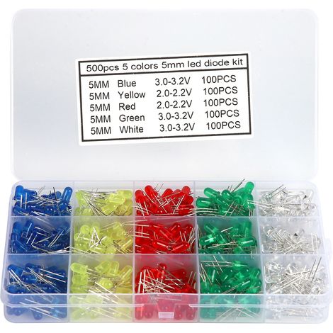 Kit de 500 LED, 5 mm, multicolore, non toxique et économe en énergie, idéal pour la décoration DIY. (1/5)