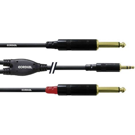 Câble adaptateur audio [1x Jack mâle 3.5 mm - 2x Jack mâle 6.35 mm] Cordial CFY3WPP noir 3.00 m (1/3)