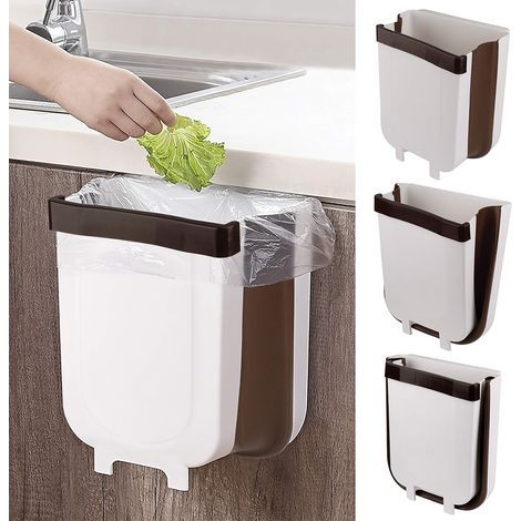 Kitchen Collapsible Trash Can 9L Hanging Portable Small Rubbish Collection Cup for Bedroom Dormitory Car Drawer (1/5)
