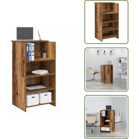 Bureau d'entreprise - vidaXL Bureau de réception vieux bois 55x50x103,5 cm bois d'ingénierie - Comptoir de caisse (1/5)