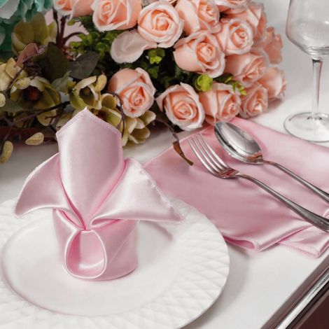 Satz von 20 Satin-Tischservietten 43x43 cm Rosa - Luxuriöse Dekoration für Hochzeit und Hotel-lsw
