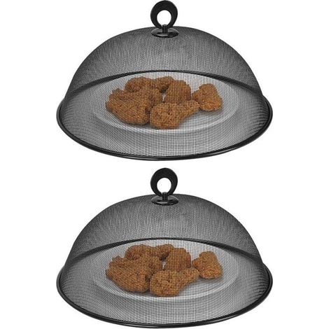 Lot de 2Filet de protection alimentaire en maille métallique 28CM réutilisable pour pique nique en plein air protège des mouches insectes (1/4)