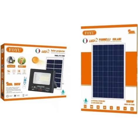 FARO LED con PANNELLO SOLARE CREPUSCOLARE 25W 40W 60W 100W 200W 300W 800W IP67  100 (1/5)