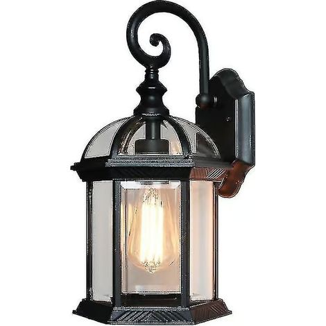Applique murale extérieure noire de 39 cm (15,35 po) de hauteur, étanche, pour porche, garage ou porte d'entrée, certifiée ETL. (1/3)