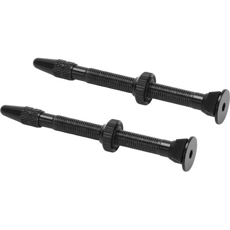 Lot de 2 valves Presta tubeless 60 mm en alliage léger pour VTT et vélo de route, noires (1/5)